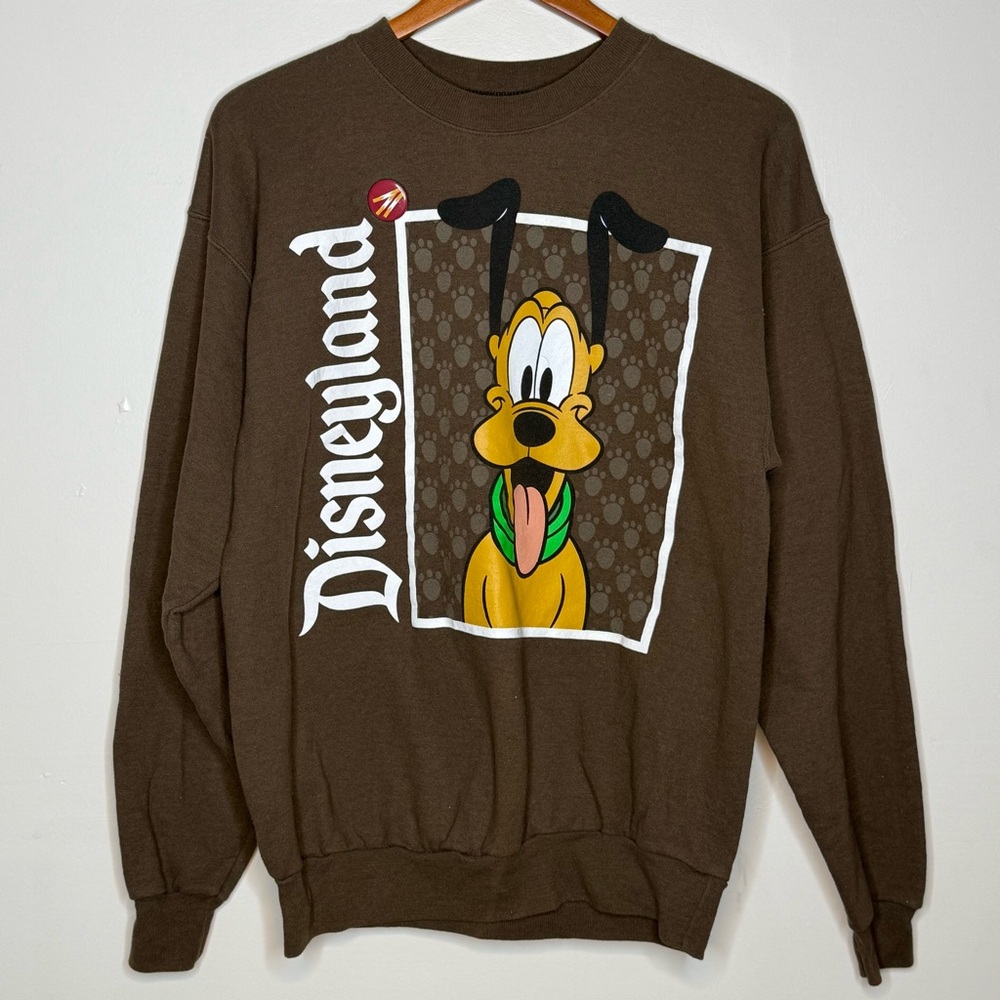 Vintage Disneyland Pluto Sweatshirt Brown Hanes Disney World Crewneck Medium